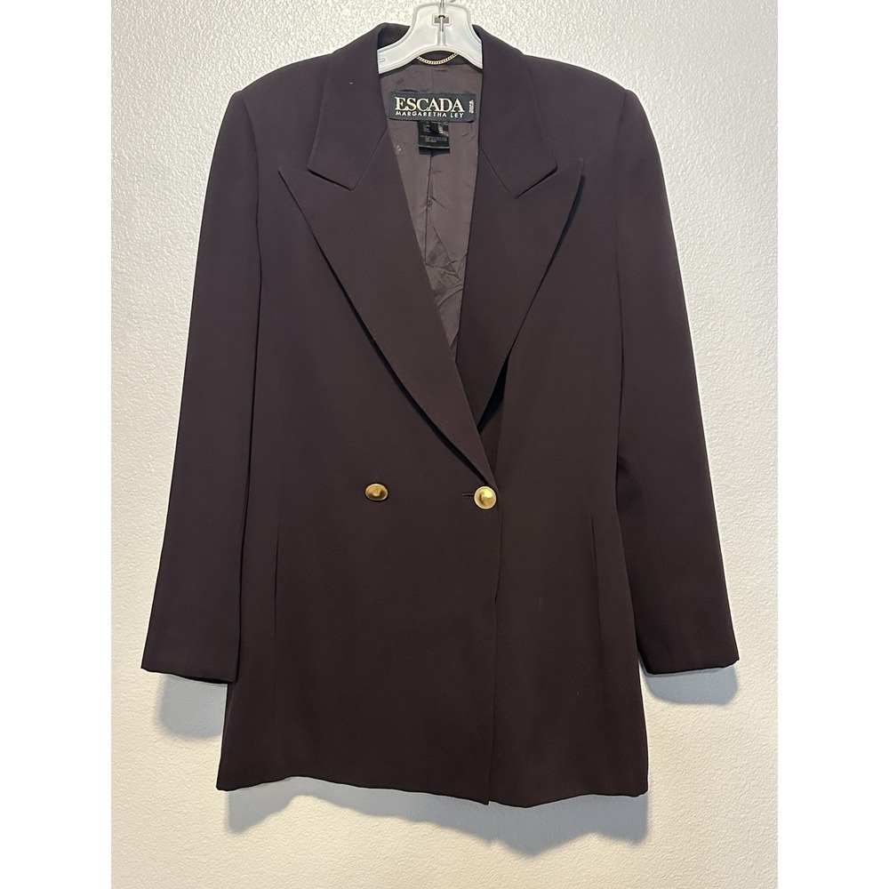 VTG‎ ESCADA Margaretha Ley Dark Purple Wool Jacket Blazer Germany 40 Women US 10